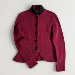 VTG Lauren Ralph Lauren‎ Red Fitted Blazer Petite XS Old Money Lambswool Preppy